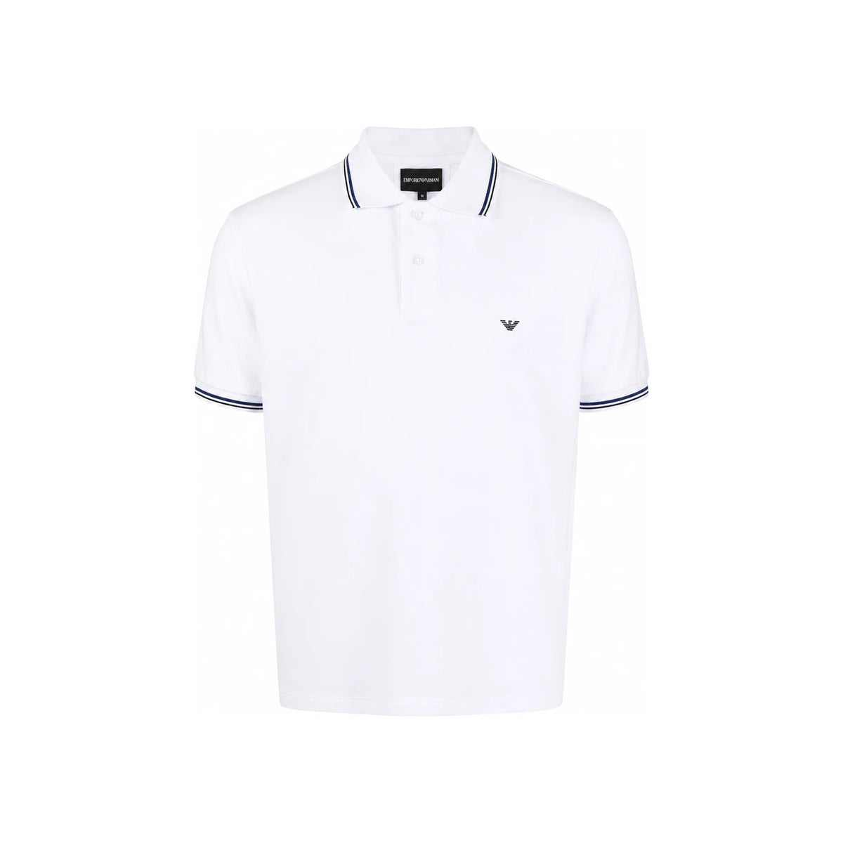 Emporio Armani Rubber Logo Lined Collar Polo Shirt White Men’s