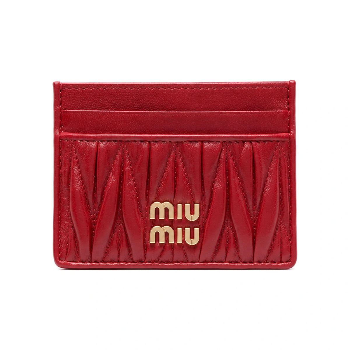 Miu Miu Matelassé Leather Card Holder Black Women’s