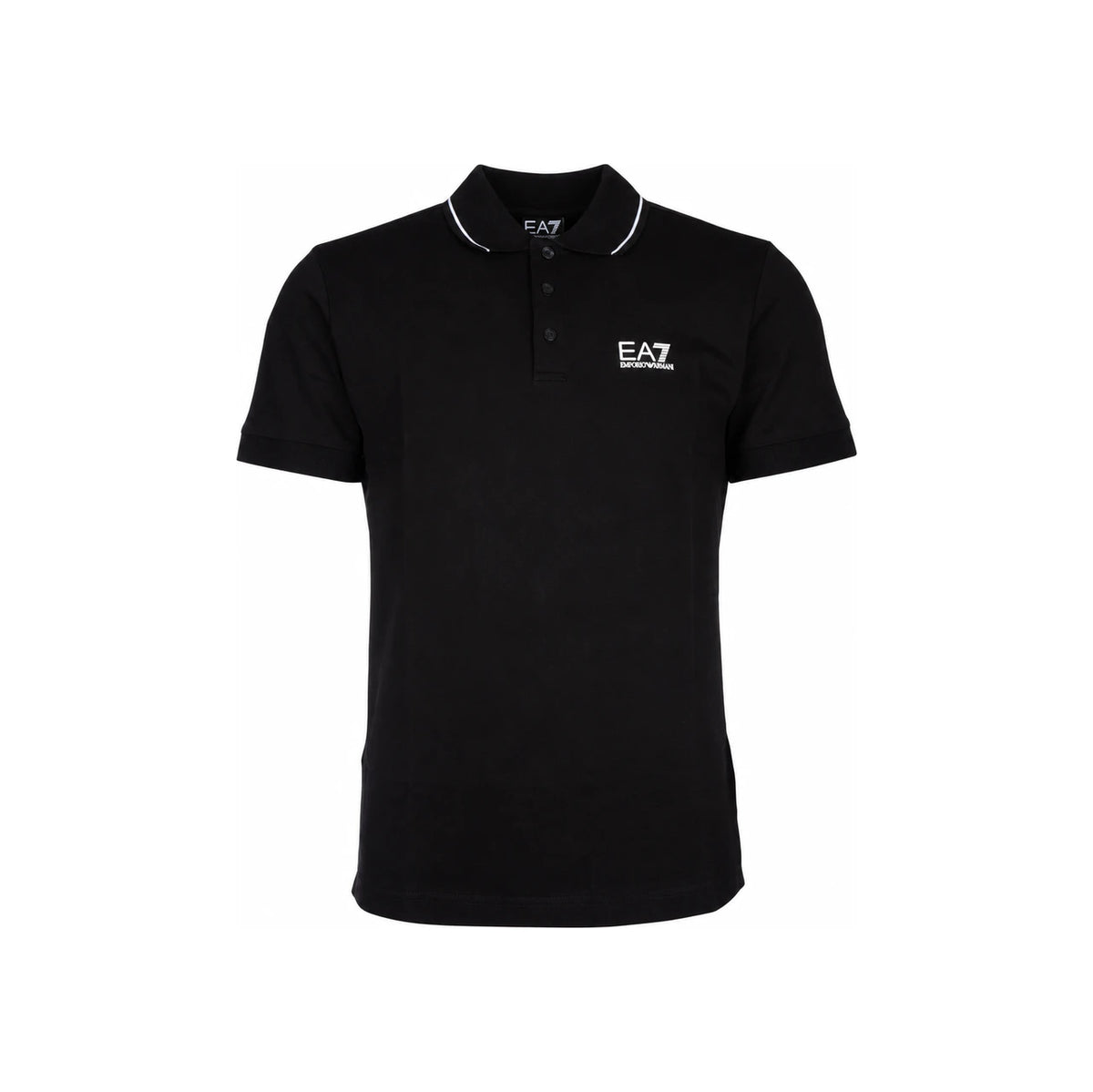 EA7 Men’s Logo Print Polo Shirt Black Cotton