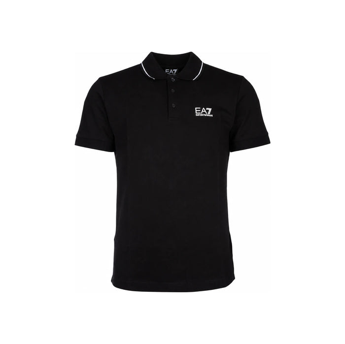 EA7 Men’s Logo Print Polo Shirt Black Cotton