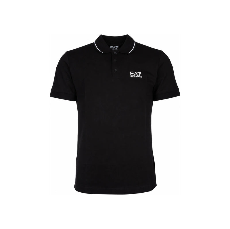 EA7 Men’s Logo Print Polo Shirt Black Cotton