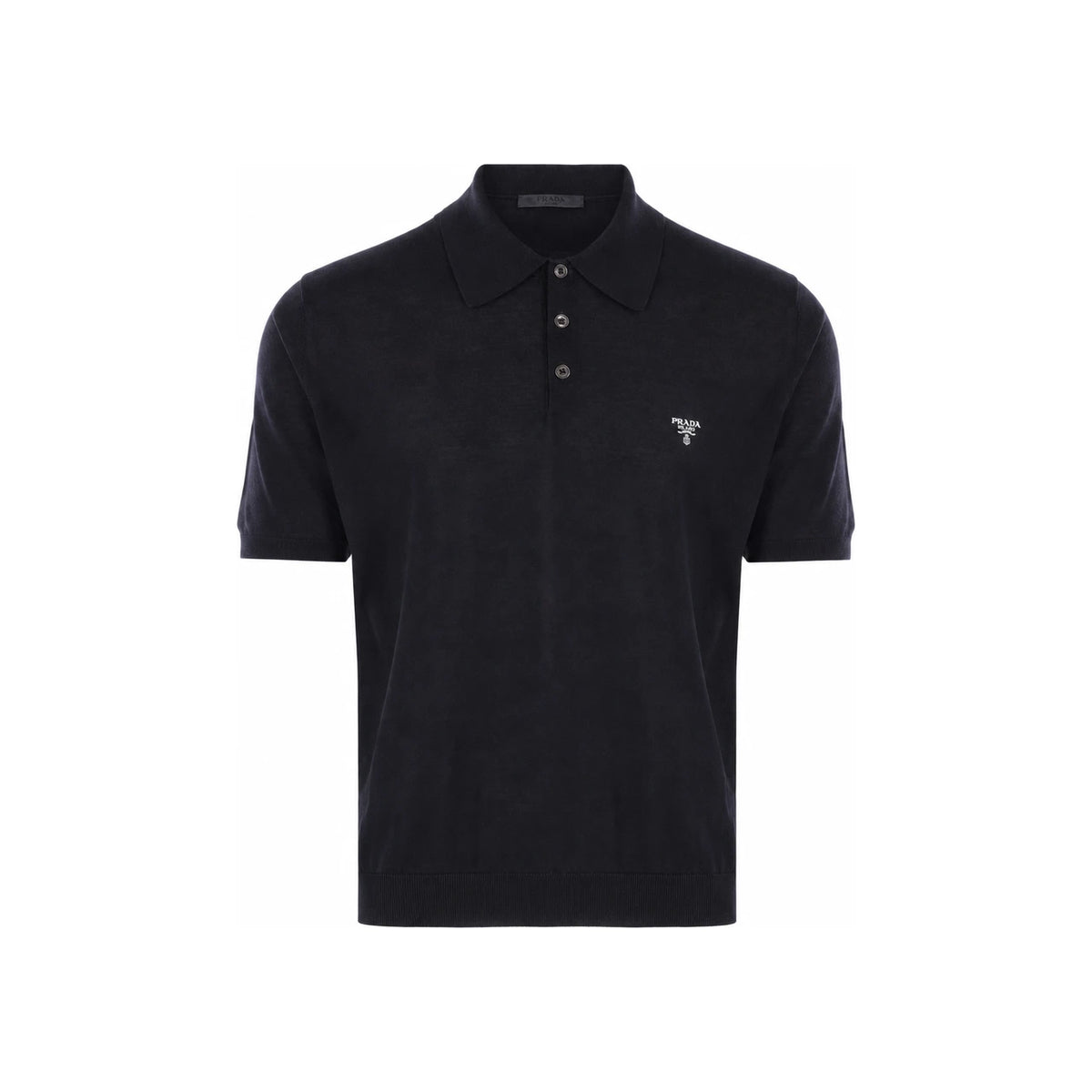PRADA Black Cotton Short Sleeve Polo Shirt for Men