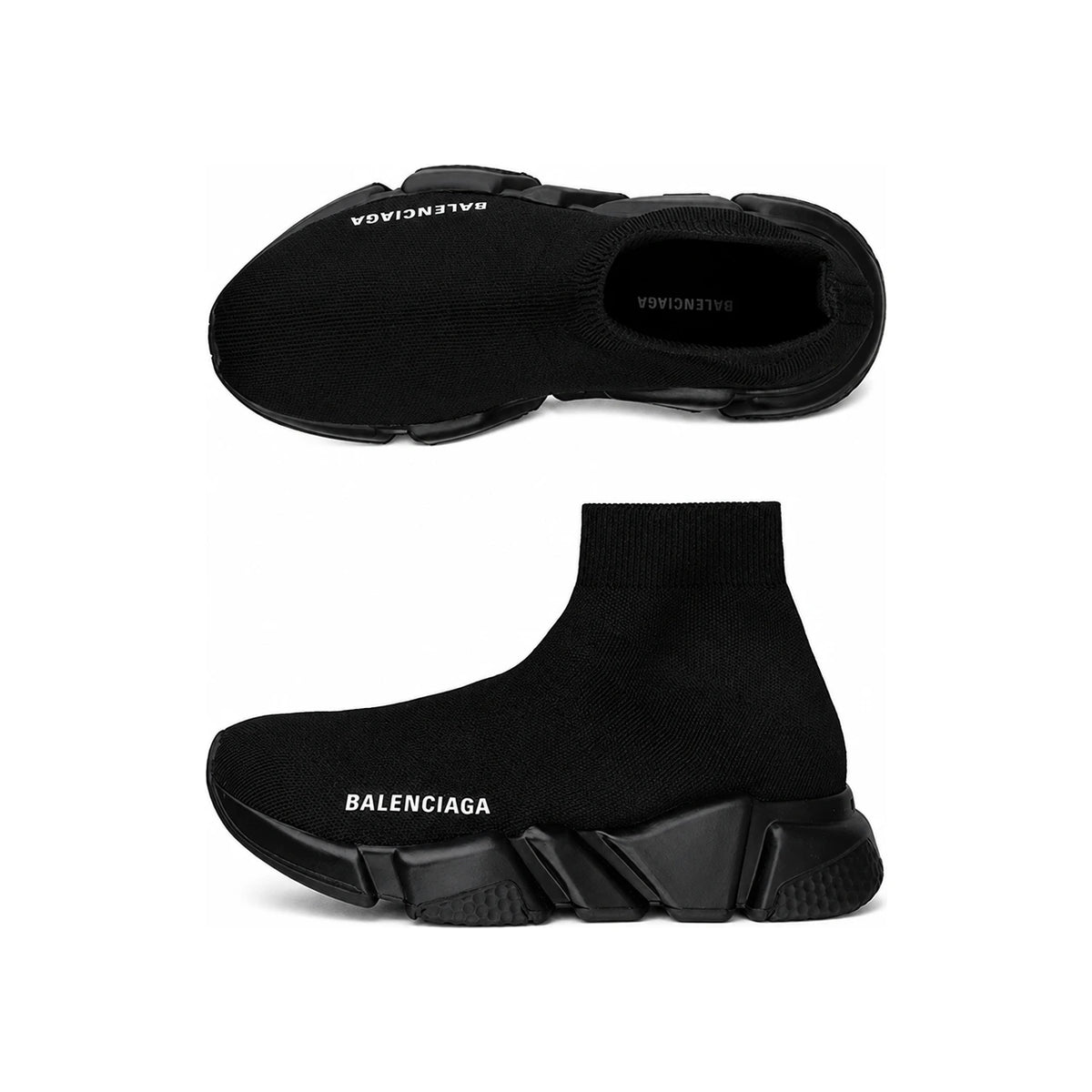 BALENCIAGA Speed Runner Knit Low-Top Sneakers Black Gray