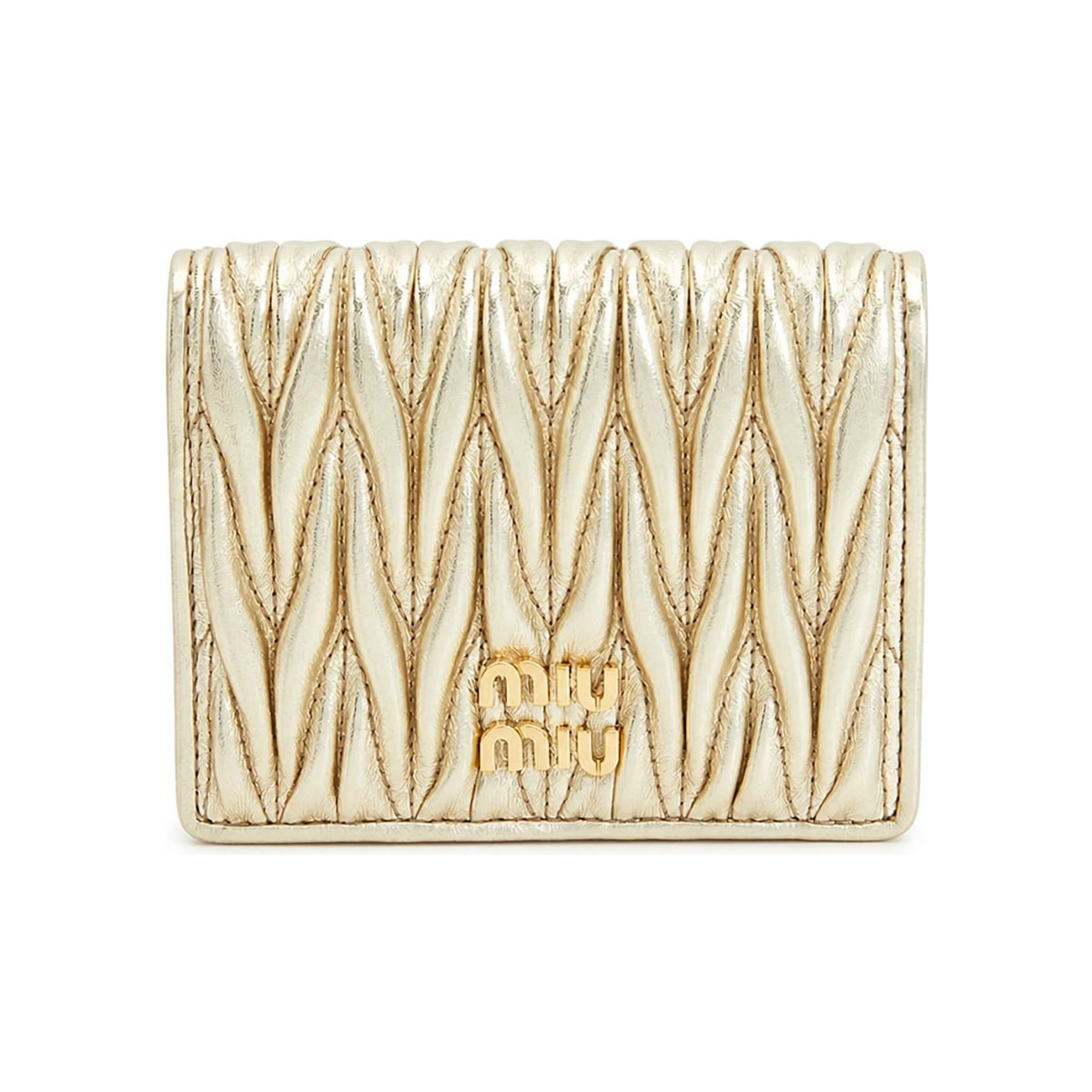 Miu Miu Matelassé Short Wallet Gold 5MV204 AFPP F0846