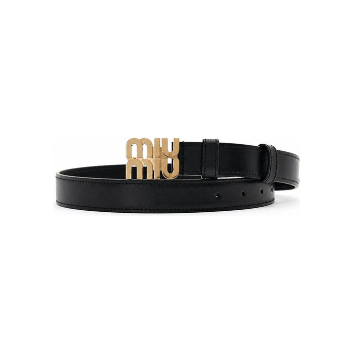Miu Miu Logo Leather Belt Black Women’s Accessory